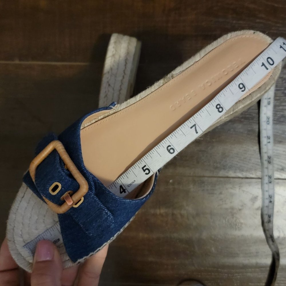 NEW Veronica Beard Apa Buckle Sandal Womens 9 Wedge Espadrille Denim Blue - Picture 9 of 10